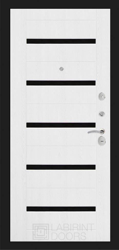дверь Labirint Classic "Шагрень черная" 01, Цвет "Белое дерево" - Image 2